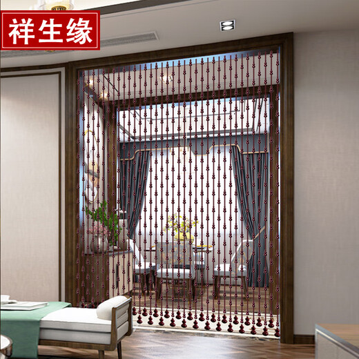 祥生缘（XSYUAN）桃木葫芦珠帘门帘隔断帘水晶帘子客厅卧室卫生间厕所玄关珠帘挂帘 原木色 21条1.76米长_挂0.6-0.8米宽