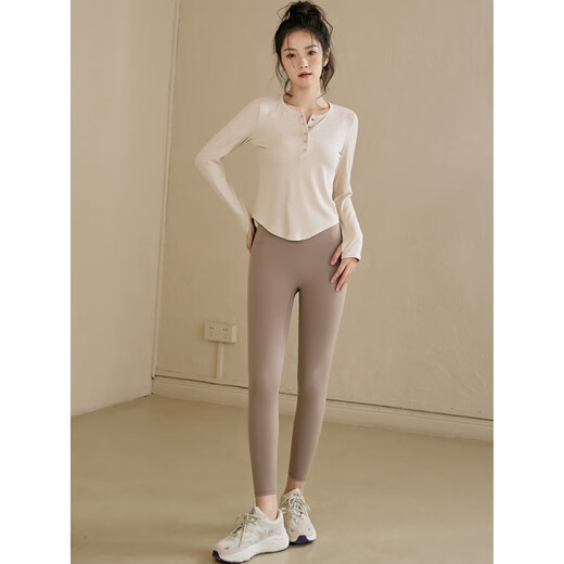 LULUUVTTOH yoga wear for women 2025 new running sports long-sleeved T-shirt professional Pilates fitness wear top for women Ginkgo color M