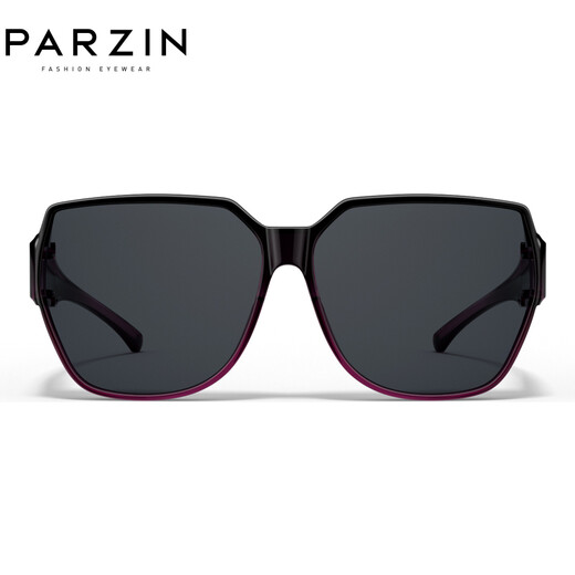 帕森（PARZIN）偏光太阳镜男女 原装镜片轻盈大框遮阳防晒墨镜近视专属套镜 渐紫色（PZ12107）