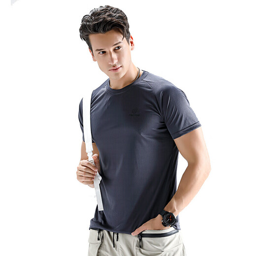 TECTOP quick-drying T-shirt breathable men's round neck short-sleeved quick-drying shirt 043 men's dark gray XL