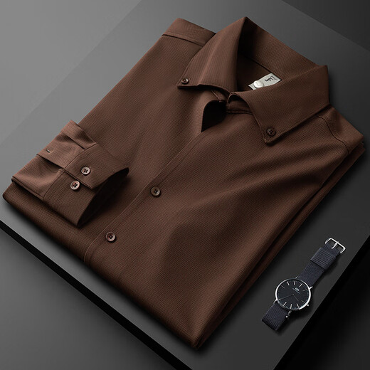 Prideme leichte Luxus Herbst Dünne kubanischer Kragen weißes Hemd Langarm Slim Puting Business Casual Italian Herren Shirt BNS6636-Black 2xl [Gewichtsempfehlung: 150-160jin [Jin gleich 0,5 kg]]]