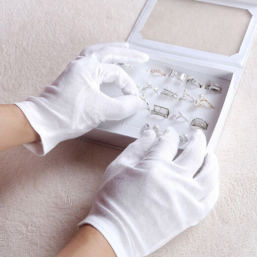 Minggu White gloves Etiquette breathable gloves Labor protection gloves Sweat-proof thickening 12-pad package