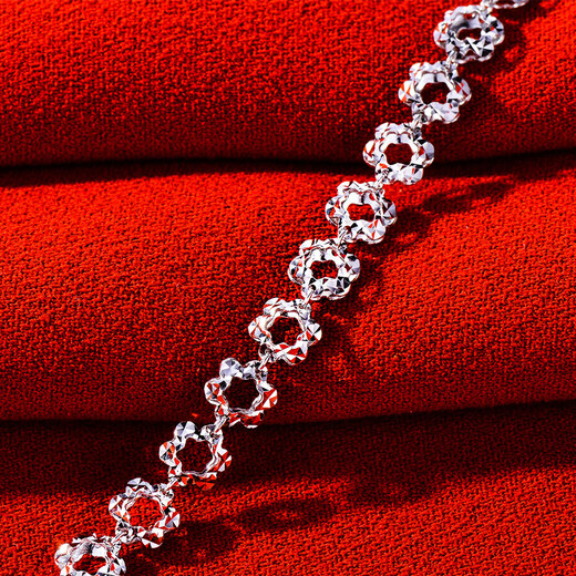 Yuan Shengfu's new PT950 fashionable hollow flower platinum bracelet, fashionable women's platinum bracelet, adjustable, 6.57 grams, length 16-18m adjustable