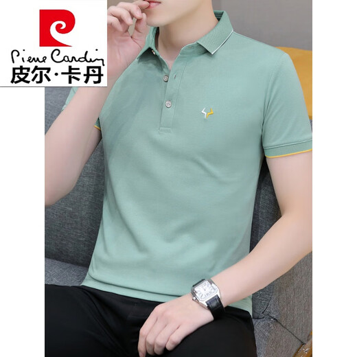 皮尔卡丹（pierre cardin）夏季清凉冰丝高端休闲薄款翻领商务纯色棉短袖t恤男刺绣polo.针织 纯黑色 686款 L 100-125斤