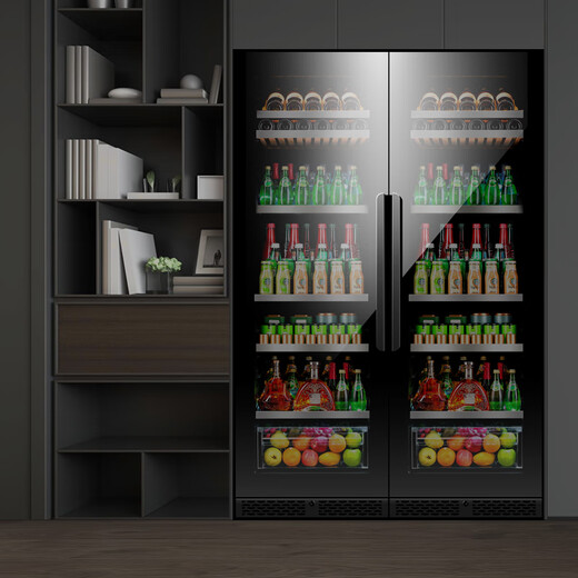 PULADI variable frequency first-level energy efficiency red wine cabinet constant temperature wine cabinet embedded frost-free wine compressor home living room commercial display office refrigerated cabinet variable frequency ice bar double combination/black/new style 672L