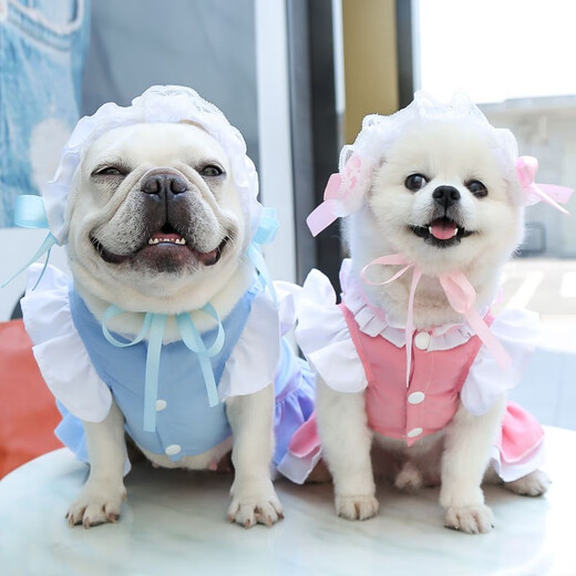 Pelomic Maid Parent-Kind-Outfit Haustierkatze Hunde Frühling und Sommerkleidung und Vorräte können gehängt werden und Traktionshund-Wanderröcke und mittelgroße Hund Rosa Maid Rock m kämpfen