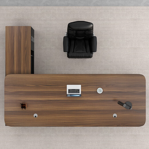 Han and Tang Shuangsheng desk boss desk simple modern president desk manager supervisor desk executive desk office furniture table and chair combination gray oak 200*80*75 boss desk + side