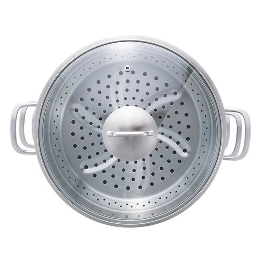 Momscook stainless steel steamer set 28 multi-layer steaming grid steamer 304 double-layer thickened universal soup pot steamer dual-purpose MT2814ST2 steamer - 2 layers 28cm