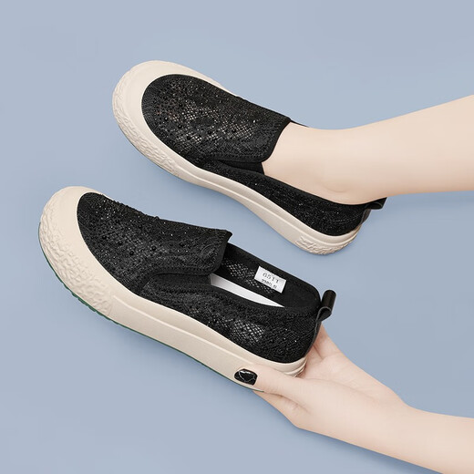
Guciheaven casual shoes for women 2024 summer new Korean style women's shoes white shoes women hollow mesh breathable mesh shoes student single shoes 1283 black 37