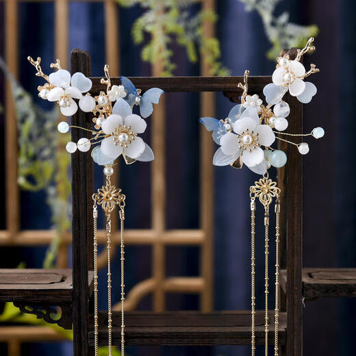 Chinese style Hanfu headwear children's ancient style hairpins and hair accessories ancient princess accessories girls' ancient tassel hairpins dragonfly golden pair clips