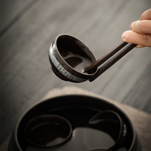 Ebony copper wood tea clip, solid wood rosewood tea cup clip, tea making tools, tweezers, kung fu tea set, Zen tea ceremony accessories, tassel-ebony copper wood tea clip