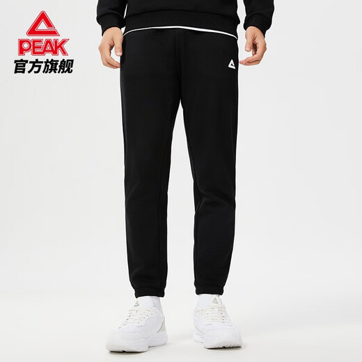 Peak fleece sweatpants men's autumn and winter new loose casual fleece warm leggings sweatpants trousers black L/175