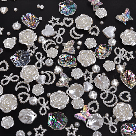 OSRO special-shaped imitation pearl soft clay particles cream glue handmade diy materials pearlescent bow love material package special-shaped pearls about 15g/pack