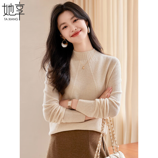 She enjoys 100% pure wool sweater women's autumn and winter half turtleneck sweater bottoming sweater twist wool sweater women T144Z8007