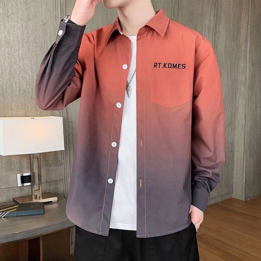Didisha Gradiente Camisa Color Camisa de manga larga para hombres Lapa de primavera y verano Lapa de hierro gratis