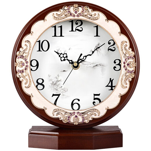 Hanshi (Hense) Creative Classical Table Clock Fashionable Wooden Table Clock Bedroom Clock Living Room Table Clock Decorative Quartz Clock HD296 Brown