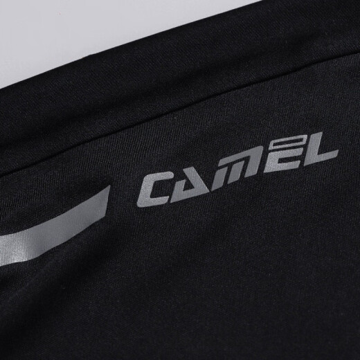 Camel official store sports T-shirt men's fitness clothing women's short long-sleeved T-shirt loose thin casual top J0W2Y6155, basic black, male XXL
