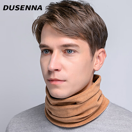 杜森纳（DUSENNA）围脖男士冬季拼色加厚保暖脖套头套两用男士围巾【男款】纯色黑色