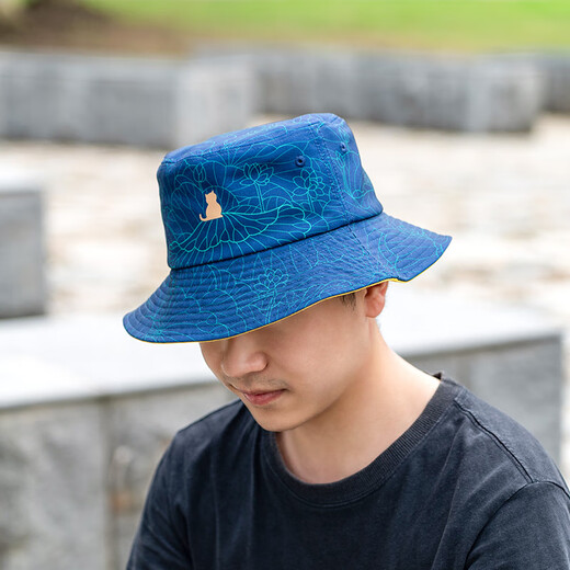Forbidden City Culture Palais Meow Lotus Fisherman's Hat Sun Sun Hat Travel and Leisure Hat peut être portable des deux côtés Musée Cultural and Creative Birthday Gift One Size (applicable à la circonférence de la tête 58-60 cm)