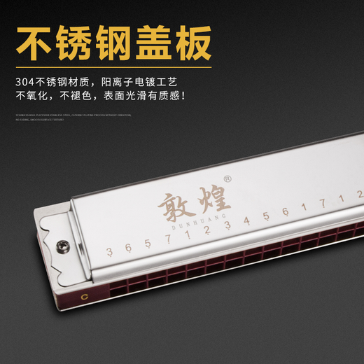 Dunhuang Deutsch Gong Shanghai Dunhuang Polyphonic Mundoniconica Professioneller Spiele Akzent Mundharmonika für Anfänger für Erwachsene 28 Löcher C -Melodie Silbertonnoten f Tune