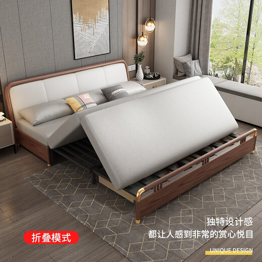 榞泰轩 沙发床 两用小户型客厅单双三人多功能实木折叠沙发床两用 带储物 （颜色请联系客服备注） 1.8米椰棕款