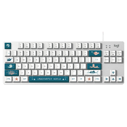 罗技（Logitech）K835有线机械键盘游戏电竞键盘84键电脑办公键盘个性pbt键帽送男友 K835海洋键帽版 单光 青轴