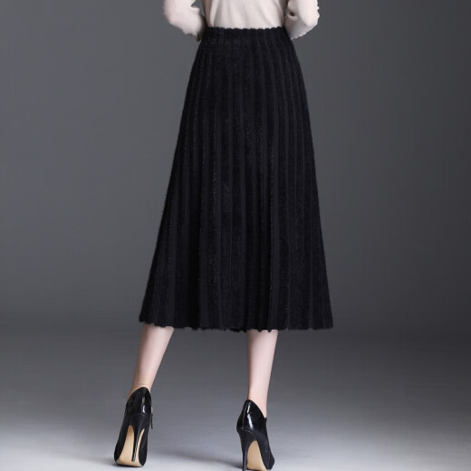 Yalu Free and Easy Skirt Women's A-Line Pleated Half Mid-length Skirt Women's Fashion Spring WWY1070 Black One Size