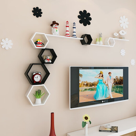 Baimuyuan wall storage rack wall-mounted TV background wall living room wall wall decoration rack punch-free shelf bedroom partition package J