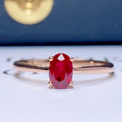 YIBA 0.8 carat natural pigeon blood red ruby ring colorful treasure 18K gold diamond ring for girlfriend birthday gift 0.8 carat size remarks (No. 9-20 ready stock)