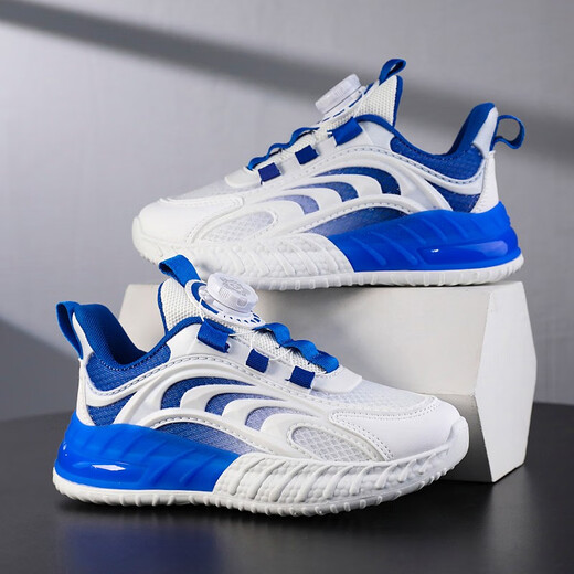 Hongxing Children's Sports White Shoe для детей в летней новой студенческой сетчатой ​​сетчатой ​​сетчатой ​​сетке средней крупной детской ротари -пряжки повседневная кроссовка LS9903 Белые 29