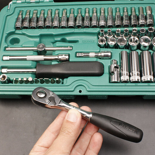 战舵1/4小飞52件套筒扳手套装09002汽修快速小棘轮扳子工具箱配件 3.5mm短套筒-11301