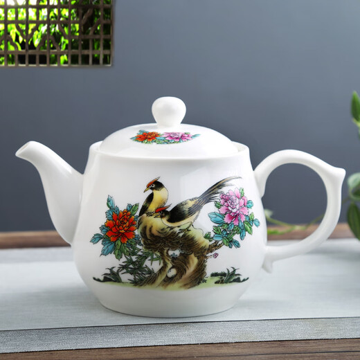 Xiangyan (xiangyan) large-capacity household teapot with filter 1000ml office tea kettle large teapot white porcelain cold kettle Lanxiang