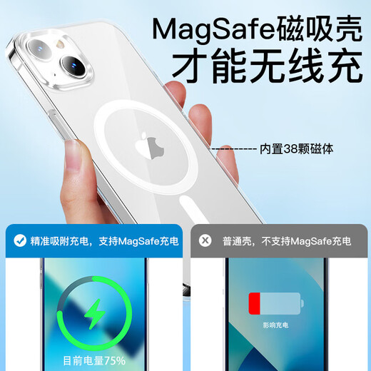 BEISI, das für Apple 13 Mobiltelefon Fall magnetische Absorption iPhone 13 Schutzhülle Magsafe Magnetische Absorption Ladungskoffer Ultra-dünner Airbag Anti-Fall-Fall-Handy-Mobilfunkhülle Männlich und Frauen transparent