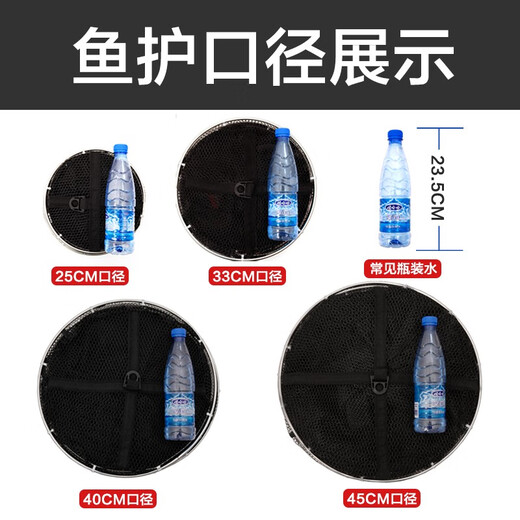 AUBELO fish protection net bag thickened rubberized anti-hanging quick-drying stainless steel double circle fish protection net black pit competitive fish fishing net bag double circle model 25*1.5 meters 3 gifts