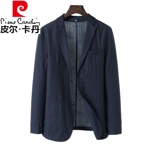 皮尔卡丹天丝西服男夏季薄款商务休闲西装防晒超轻薄新款黑色单西外套 黑色 175/50