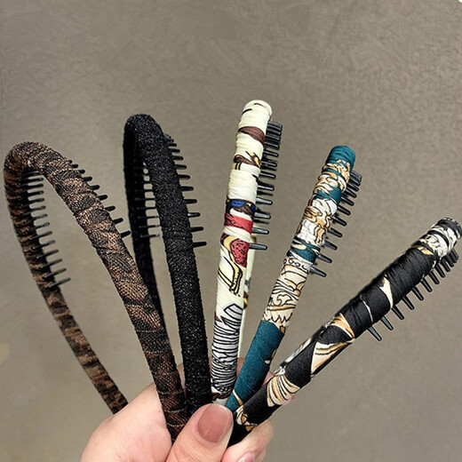 Gardenia Blossoms Hairband with Teethed Hairpins for Shredded Hair Pressed Hair for Women Anti-Slip Internet Celebrity Face Wash Hairband with Bangs Fabric Hairpins Headband with Teethed Fabric Hairbands Pure Black Shiny Silk