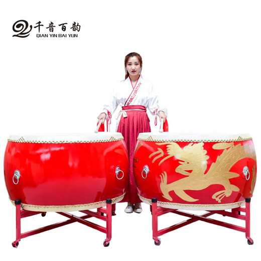 千音百韵牛皮大鼓成人龙鼓中国红舞狮鼓儿童演出战鼓木质堂鼓威风锣鼓乐器 12寸高邦红鼓+鼓棒+鼓架