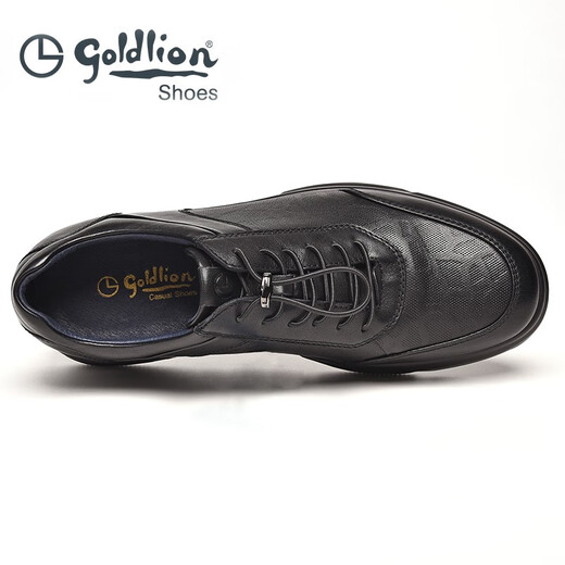 Goldlion Men's Shoes New Autumn and Winter Business Casual Leather Shoes Trendy Sports Shoes Genuine Leather Comfort Air Cushion Soft Surface Light Sole Men's Shoes Black Regular Style 40