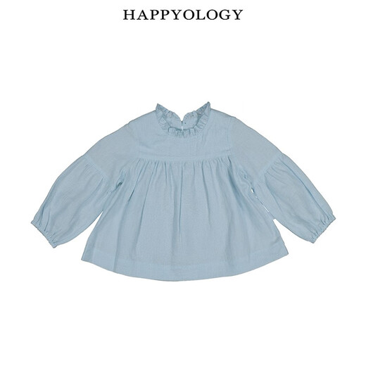 Happyology British girls' shirt long-sleeved linen children's clothing baby autumn top new children's shirt rose pink 92 (92cm)