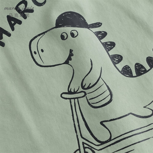 MARC&JANIE Mark Jane children's new spring clothing boys' fun dinosaur graffiti cotton casual shirt 231760 military green 120