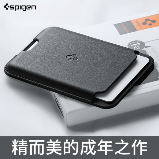 SPIGENSpigen Magnetic Card Holder MagSafe Leather Card Holder Accessories Suitable for Apple iPhone 15/14/13 Portable Invisible Back Post Compact MagSafe Leather Card Holder [Classic Black]