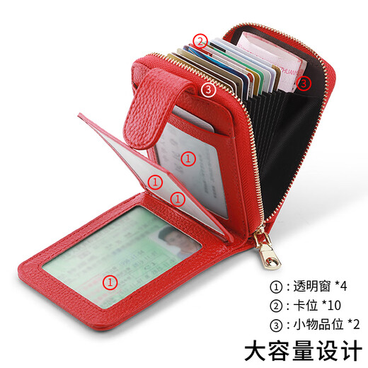 Sac à cartes FXS, Étui en cuir de permis de conduire en cuir pour hommes pour hommes, sac de certificat en cuir anti-démagneté à carte multiple, clip de carte de conduite, permis de conduire deux en un, permis de conduire rouge à la mode deux en un