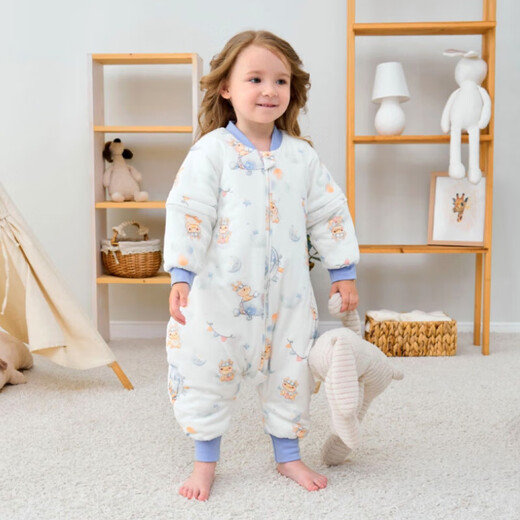 9i9 baby sleeping bag winter thickened split-leg baby anti-kicking quilt knitted and cotton removable sleeves open and close crotch 908