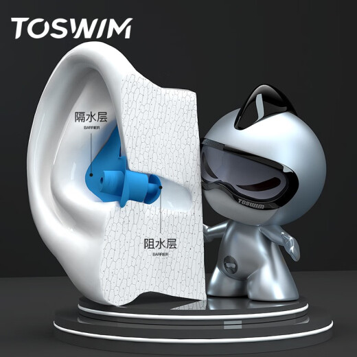 TOSWIM Tuosheng professional swimming earplugs are soft, comfortable, waterproof, essential for bathing and learning swimming equipment for otitis media TS61900164 Lake Blue