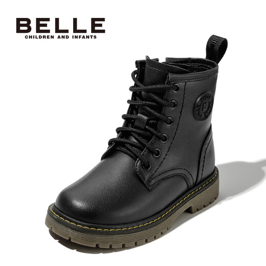 Belle Kinderschuhe Kinder Fleece Martin Stiefel Mädchen Short Stiefel Baby Lederstiefel Schwarze Prinzessin Single Boots Herbst neue Stiefel Vanille-Reis-Eingang de3891 30