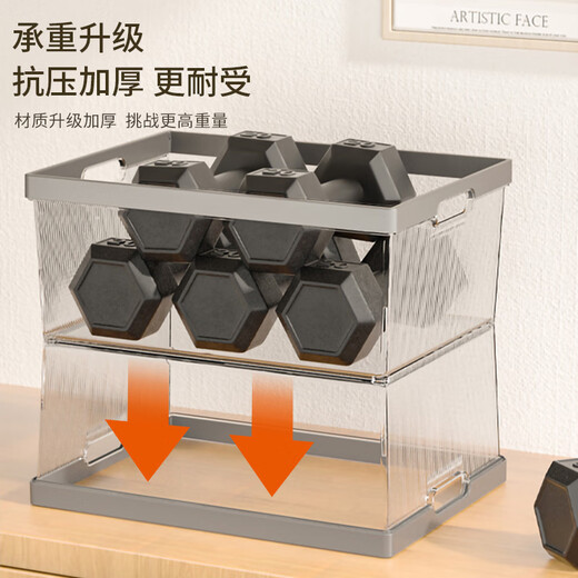 禧天龙（Citylong）桌面书本收纳盒7.8升中号白加厚高透化妆品收纳箱浴室厨房储物盒