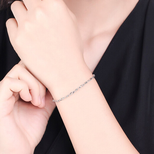 Saturday Fortune (ZLF) PT950 platinum bracelet for women, simple twisted piece, beaded bracelet, platinum bracelet, 3.46g 16cm + tail chain 2cm