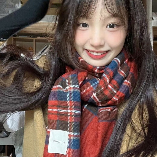 Mei Benwei Scarf Hand Laweven для подруги Palubas Plaid Children Korean 2024 Новая атмосфера Зимняя теплый [корейский ретро-плед] Belle Sea Salt [один размер] милый/универсальный/белый
