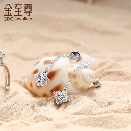 Gold Supreme (3DG Jewelery) Flash Diamond Earrings Xingchen Platinum PT950 Earrings Diamond total 24 points/FG color VS clarity/Gold weight about 2.7 grams