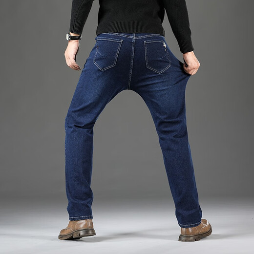Tang Zhi Autumn and Winter Jeans Men's Loose Large Size Elastic Straight Pants Men's Plus Fat Plus Large Size Fatty Trousers Blue 9906 Size 44 Size 3 Foot 4